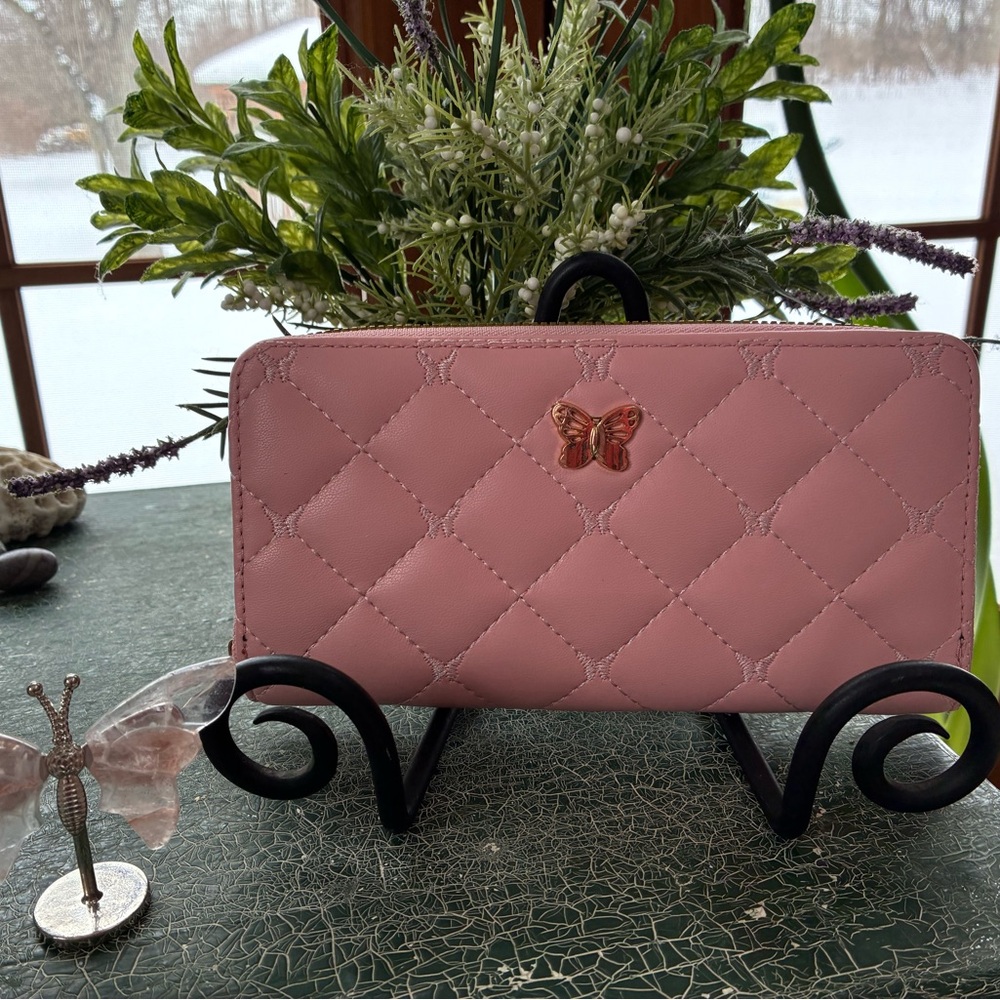 Pink Butterfly Quilted Women's Wallet